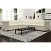 Generico Divano Angolare Chesterfield a 6 Posti Pelle Artificiale Bianca,Divani