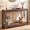 iSunirm Tavolino Console 120x35cm, Mobile Ingresso in Legno Noce Stile Farmhouse, Consolle Stretta con Ripiani, Tavolo Dietro Divano o Libreria Salvaspazio, Venatura a Rilievo