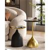 Xinyvee Set di 2 Tavolini da Salotto Nero e Oro in Metallo Tavolino da Divano Rotondo Design, Coffee Table Moderno per Interni ed Esterni, Tavolo da Salotto Altezza 42+60cm