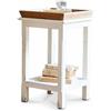 Loberon Vieille Tavolino di complemento - Tavolino e Vassoio combinati con Stile - Ripiano Rimovibile, Bianco/Marrone