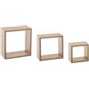 DAMDAM GO Scaffale da parete a forma di quadrato, set di 3 ripiani galleggianti, set di mensole per libri e oggetti decorativi (quadrato-rovere)