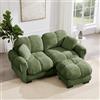 NuvlaGu Divano angolare a forma di L a 2 posti, divano modulare in ciniglia con ottomana mobile, design trapuntato, cuscino spesso, schienale ergonomico, combinazione di divani flessibili per soggiorno, verde