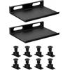 Rutovex 2 scaffali per pannelli acustici senza fori, 15 x 9 cm, accessori da parete per pannelli acustici con 8 viti, scaffale nero per piante, decorazione, cornici e altoparlanti