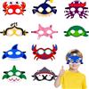 ZHERIKAH 12 Pezzi Maschere Bambini Feste, Maschera a Tema Oceano con Corda Elastica, Maschere in Feltro di Animali Marini, Adatto per Festa in Maschera, Feste di Compleanno