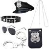 HSYWSH 5PCS Costume della polizia per adulti, set di accessori per costume della polizia, manette della polizia, distintivo, cappello, cintura, occhiali da sole, costume di Halloween carnevale