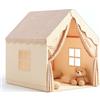 BORDRISE Casa gioco per bambini per interni ed esterni, grande tenda da gioco con tenda rimovibile, tessuto lavabile delicato sulla pelle, facile da montare per 3-4 bambini, tenda da gioco per bambini e