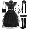 IKALI Costume da sposa per bambina - Vestito tutù nero - Per bambini - Costume in maschera 160