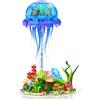 Brihappen Set di costruzione di meduse per adulti, ragazzi e ragazze (1130 pezzi collezioni di creature marine meduse con alghe e modello corallo con luce notturna, modello di esposizione per la casa