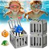 YILUHAOFA Giocattolo Subacqueo di Salvataggio, Set di Personaggi Subacquei Colorati con Animali, Giocattolo per la Piscina, Gabbia per Piscina con Animali Galleggianti，Grigio-3