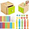 Tmefoy Giocattolo in Legno Montessori da 1 2 3 Anni, Gioco di Classificazione Colorato, Gioco di Incastro e Impilamento, Giocattolo Educativo per Motricità e Sensorialità, Regalo e Giochi da Viaggio