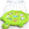 KAHEIGN 170CM Tappetino Gioco D'acqua per Bambini, Tartaruga Delfino Giraffa Sirena Dinosauro Estate Giardino Esterno Tappetino da Giochi da Spruzzi D'acqua per Bambini Animali Famiglia Attività