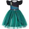 Lito Angels Children's Apparel Lito Angels Vestito Bambina 5-6 Anni Stile Principessa in Tulle Verde - Abito Estivo Leggero con Maniche a Sbuffo, Tessuto Elastico e Morbido per Scuola Parco giochi Feste Compleanni