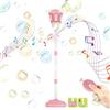 Shengou Lanterna per bolle di sapone con luce e musica, regolabile in altezza, supporto automatico per bolle di sapone, ricaricabile, con telecomando, per esterni, per feste e matrimoni (rosa)