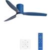 CREATE / WINDCALM M/Ventilatore da soffitto con luce blu cobalto pale con controller e telecomando / 40W, Timer, ABS,Ø132 cm, 6 velocità, 3 temperature di luce, funzione estate-inverno