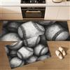 DUOTCYELE Set Di 2 Tappeti Da Cucina Antifatica 40x60cm+40x120cm, Tappetini Da Cucina Baseball Bianco E Nero, Antiscivolo Tappeto Decorazioni Stile Sportivo Retrò Lavabile per Ingresso, Corridoio, Grigio