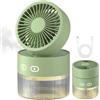 CHENRI Ventilatore portatile con 3 velocità e luce notturna, ventilatore da tavolo e umidificatore 2 in 1, ventilatore pieghevole con nebulizzatore, serbatoio dell'acqua da 350 ml, ventilatore silenzioso per