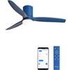 CREATE / WINDCALM M/Ventilatore da soffitto con luce blu cobalto con WiFi e telecomando / 40W, ABS, Ø132 cm, 6 velocità, 3 temperature di luce, timer, funzione estate-inverno