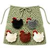 Linnkyfloa Grembiule per raccogliere uova all'uncinetto con tasche di pollo, lavorato a mano, stile fattoria, riutilizzabile, gilet per galline e uova, accessorio da giardino verde (A)