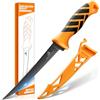 DRAGON RIOT Coltello Sfilettare Pesce 17.5 cm con Fodero Inox | Lama Flessibile e Affilata con Impugnatura Antiscivolo, Coltello da Disosso e da Esterno per Pesce e Carne