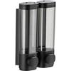 HEIBTENY Dispenser di sapone da 215 mm, montaggio a parete, dispenser manuale per sapone a testa singola per bagnoschiuma, shampoo disinfettante, per cucina, bagno, ufficio negozi (nero) (doppio)