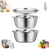 Generic Scolapasta 3 in 1, in acciaio inox, set con coperchio e asciugamano, scolapiatti multifunzionali, impilabili, lavello in acciaio inox con grattugia (26 cm)