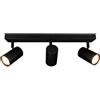 Ledvion - Faretto LED da soffitto Dimmerabile, Attacco GU10, 3 luci, Nero, Rettangolare, Inclinabile