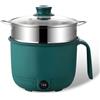 SUNOYA Casseruola elettrica da 1,3 litri con piroscafo in acciaio inox antiaderente per zuppa/ramen/pasta/farina d'avena/uovo, 600 W, 220 V, verde