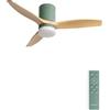 CREATE / WINDCALM S/Ventilatore da soffitto ABS con luce verde sage effetto pale legno chiaro e telecomando / 40W, Silenzioso, Ø112 cm, 6 velocità, 3 temperature di luce, funzione estate-inverno