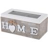 Generic Scatola Portagioie per Bustine di tè in Legno con Coperchio in Vetro Acrilico per Decorazioni Domestiche, 2 Scomparti per Bustine di tè e Gioielli, Portatile e Leggera per gli Amanti del o