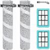 DianSung Spazzola Rullo + Filtro di ricambio per BISSELL CrossWave Edge 4202M 4202F 4111A Aspirapolvere a umido e a secco Accessori, 2 rotoli di spazzole, 2 filtri,1 spazzola la pulizia