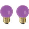 AMARCORDS - 2 Lampadine Led da esterno resistenti all'acqua, luce calda 2700K, vetro LILLA tipo globetta, E27, 1W