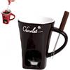 Generic Tazza per fonduta, tazza per fonduta di cioccolato, tazza per fonduta con forchette, set di tazze da sciogliere per cioccolata, formaggio, burro (nero)