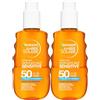 Garnier Ambre Solaire Advanced Sensitive Acqua Solare Spray SPF 50 Idratante con Acido Ialuronico per Pelli Sensibili Ipoallergenico Resistente all'Acqua Sudore e Sabbia Non Unge - 2 Flaconi da 150ml