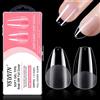 YSUVIN Unghie Finte, 240 Pezzi Unghie Finte in Gel Trasparenti, 12 Taglie Mandorla Corta e Tondo Quadrato Corto Full Cover Tips Gel, Dual Form Tip Unghie per Onicotecniche, Principianti