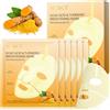 Uocasi Kojic Acido Curcuma Illuminante Maschera, 6 pezzi sbiancanti rassodanti anti-invecchiamento, maschera tonica uniforme, idratante, idratante, lenitivo, regalo, ridurre le linee sottili e le rughe
