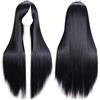 Dcbaboo Parrucca Nera Lunga Parrucca Donna Lunga Liscia 80cm Cosplay Anime Wig Parrucche con Frangia Capelli Sintetici Finti Dritti per Carnevale Halloween Festa Costume Party