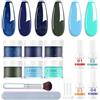 EODCI 6 colori Dipping Powder Kit, Dipping Unghie Polvere Blu Navy Dip Polvere con Dip Liquid Base Attivator Top Gel Accessori Unghie Fai da te Regali per Donne