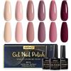 INPING NPING Smalto Semipermante Per Unghie Nudo, 10 Colori Nudo Marrone nudo Raccolta Set Di Smalti UV Per Unghie Nudo Albicocca Beige Rosa Marrone scuro Vernicie Gel per 8ml DIY