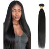 Hxxcoup 28 Inch Bundles Human Hair Extensions Natural Hair Straight Brazilian Virgin Human Hair Natural Black Double Weft Extensions for Women Minimal Tangles 100g/Bundle