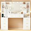 ANWBROAD Grande Toletta Trucco con Luci LED e Prese 150x135x40cm, Bianca