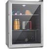 KLARSTEIN Beersafe 60 L Frigorifero per Bevande con Porta in Vetro, Argento | luce LED, ripiani metallici estraibili, silenzioso, frigo bar per birra, lattine e bottiglie