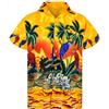 King Kameha Funky, camicia hawaiana da uomo, a maniche corte, tasca frontale, palme, spiaggia, pappagallo, Pappagallo giallo, XXXL