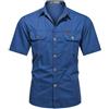 PADOLA Camicia Uomo Button Down con Tasca Camicie da Lavoro a Maniche Corte Tops vestibilità Regolare(S,Blu)