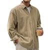 PADOLA Camicia Uomo in Velluto a Coste Ampia Maniche Lunghe con Bottoni Collo a Revers Stile Casual Elegante Versatile per Ufficio e Tempo Libero Primavera e l'autunno