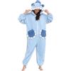 chuangminghangqi Pigiama intero invernale unisex per adulti, costume da animale, tuta da donna con cerniera, comodo pigiama in pile con cappuccio, Blu, S