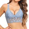 SHEKINI Reggiseno Senza Ferretto Incrociato Dietro Schiena Halter Brassiere con Coppa Imbottita Triangolo Bralette Pizzo Reggiseni per Dormire Crop Top Intimo Donna Sexy Lingerie
