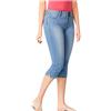 Generic Pantaloni corti da donna, estivi, jeans a 3/4, elasticizzati, leggeri, eleganti, a vita alta, da yoga, per il tempo libero, da yoga, pantaloni Capri, Azzurro, XS