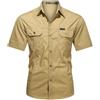 PADOLA Camicia Uomo Button Down con Tasca Camicie da Lavoro a Maniche Corte Tops vestibilità Regolare(S,Cachi)
