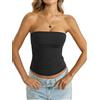 Tomwell Top da donna a fascia, doppia fodera, antiscivolo, senza spalline | Top senza spalline, sexy, scollo pieghevole, slim fit, spalle scoperte, schiena scoperta, Y2k Going Out