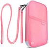 homchen Porta passaporto da viaggio con blocco RFID, organizer per documenti e carte di credito, per uomini e donne, Rfid-rosa, L, 100%